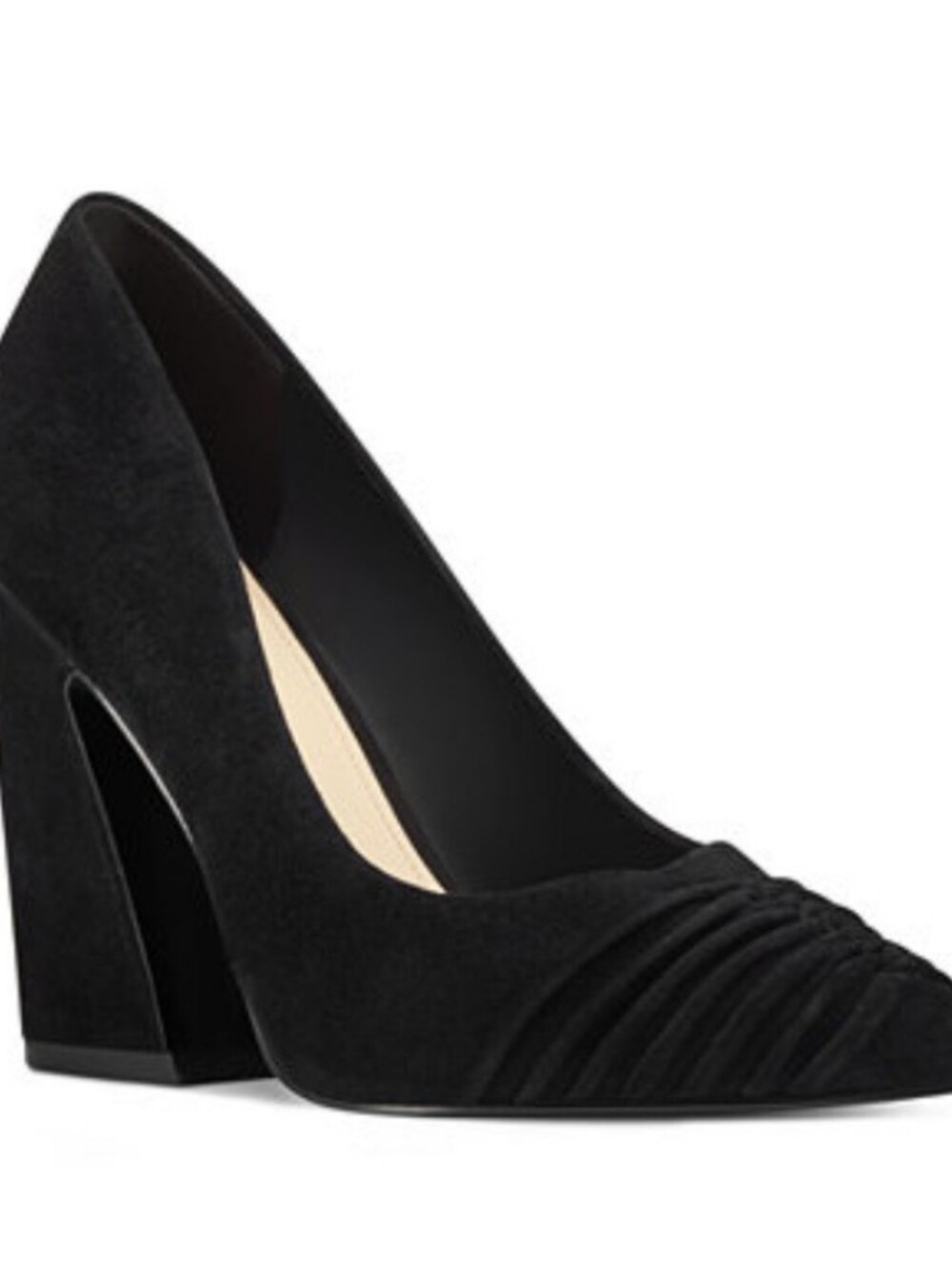 Nine West Black Suede Pointed Toe Heels Block Heel Pumps Size 9